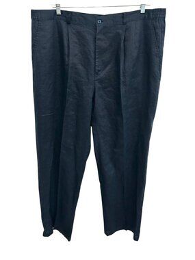 Godbody Collection 2XL Navy Linen Pants Pleated Elastic Waist Nomadcore Vintage